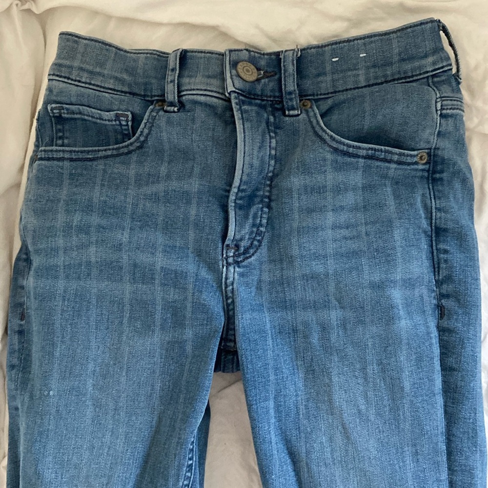 High rise skinny jeans with stripe pattern